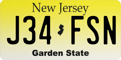 NJ license plate J34FSN