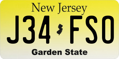 NJ license plate J34FSO