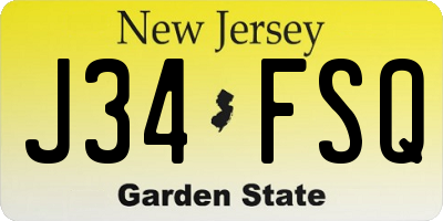 NJ license plate J34FSQ