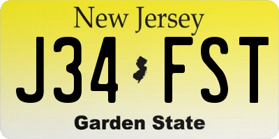 NJ license plate J34FST