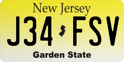 NJ license plate J34FSV