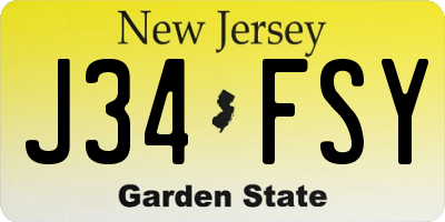 NJ license plate J34FSY