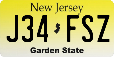 NJ license plate J34FSZ