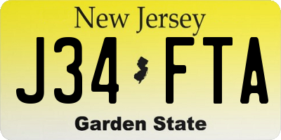 NJ license plate J34FTA