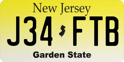 NJ license plate J34FTB