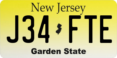 NJ license plate J34FTE