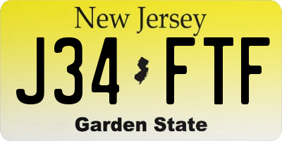 NJ license plate J34FTF