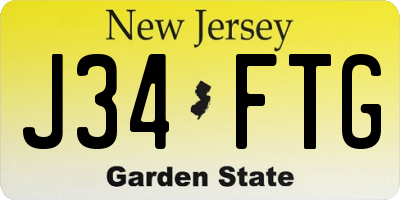 NJ license plate J34FTG