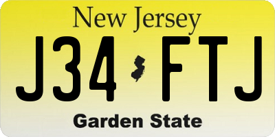 NJ license plate J34FTJ