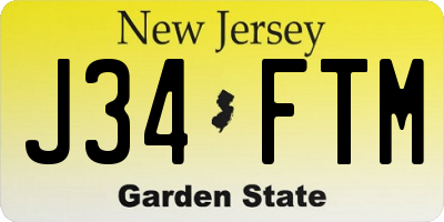 NJ license plate J34FTM