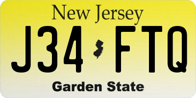 NJ license plate J34FTQ