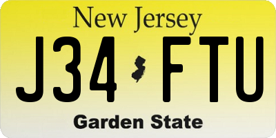 NJ license plate J34FTU