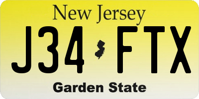 NJ license plate J34FTX