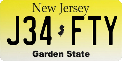 NJ license plate J34FTY