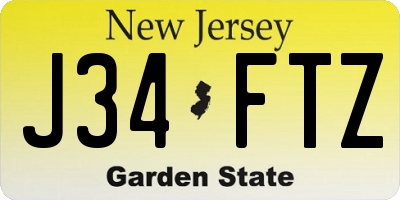 NJ license plate J34FTZ