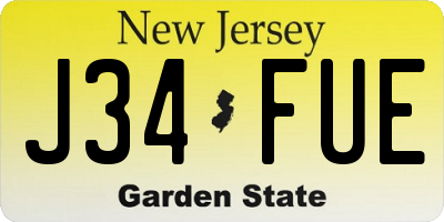 NJ license plate J34FUE