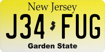 NJ license plate J34FUG