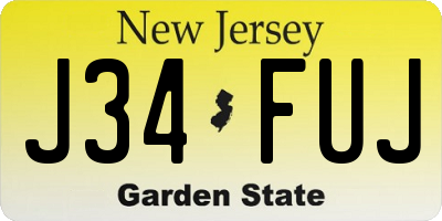 NJ license plate J34FUJ