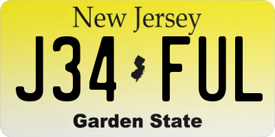 NJ license plate J34FUL