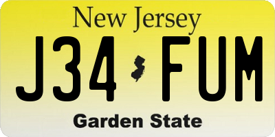 NJ license plate J34FUM