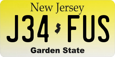 NJ license plate J34FUS