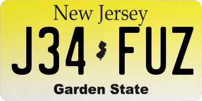 NJ license plate J34FUZ