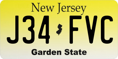 NJ license plate J34FVC