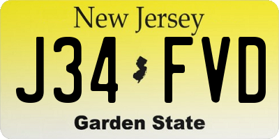 NJ license plate J34FVD