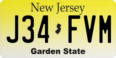 NJ license plate J34FVM