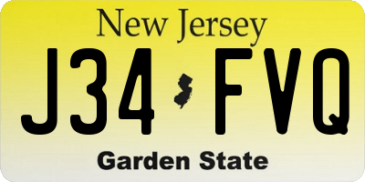 NJ license plate J34FVQ