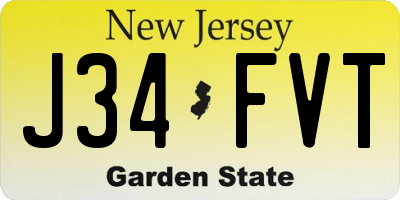 NJ license plate J34FVT