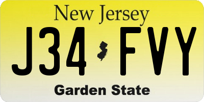 NJ license plate J34FVY