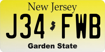 NJ license plate J34FWB