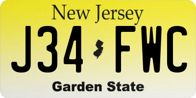 NJ license plate J34FWC