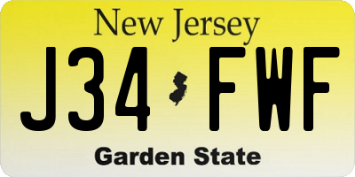 NJ license plate J34FWF