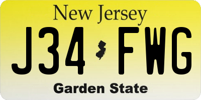 NJ license plate J34FWG