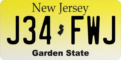 NJ license plate J34FWJ