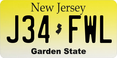 NJ license plate J34FWL