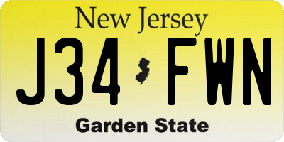 NJ license plate J34FWN