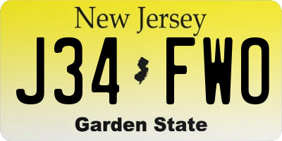 NJ license plate J34FWO