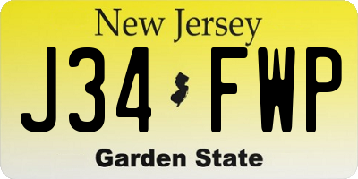 NJ license plate J34FWP