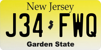 NJ license plate J34FWQ