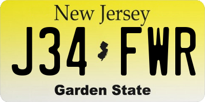 NJ license plate J34FWR