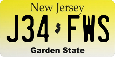 NJ license plate J34FWS