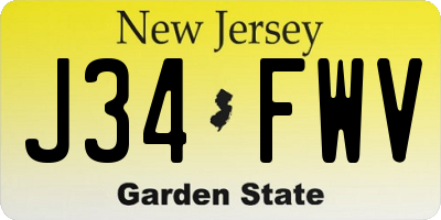 NJ license plate J34FWV