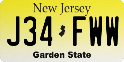 NJ license plate J34FWW