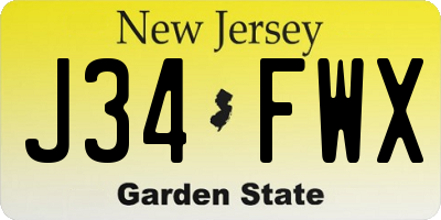 NJ license plate J34FWX