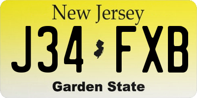 NJ license plate J34FXB