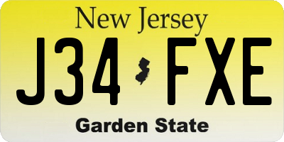 NJ license plate J34FXE