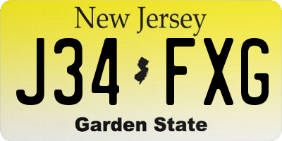 NJ license plate J34FXG